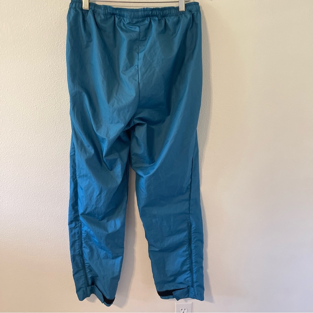 Vintage 90s Nike Teal Track Pants Zip Velcro Ankle Elastic Waistband Pockets-M - Picture 2 of 11